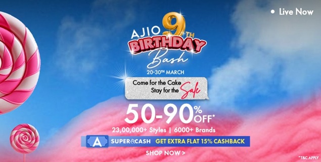 India Desire : Ajio Birthday Bash Sale: Get 50% to 90% Off On Clothing & Fashion Apparels [20th-30th March]